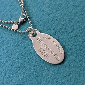 Authentic Tiffany & Co. Sterling Silver Return to Tiffany Dog Tag 35” Ball Chain